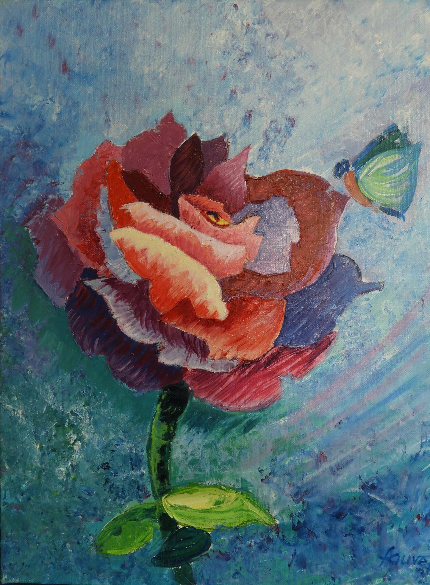 Fleur La Rose et le Papillon Huile